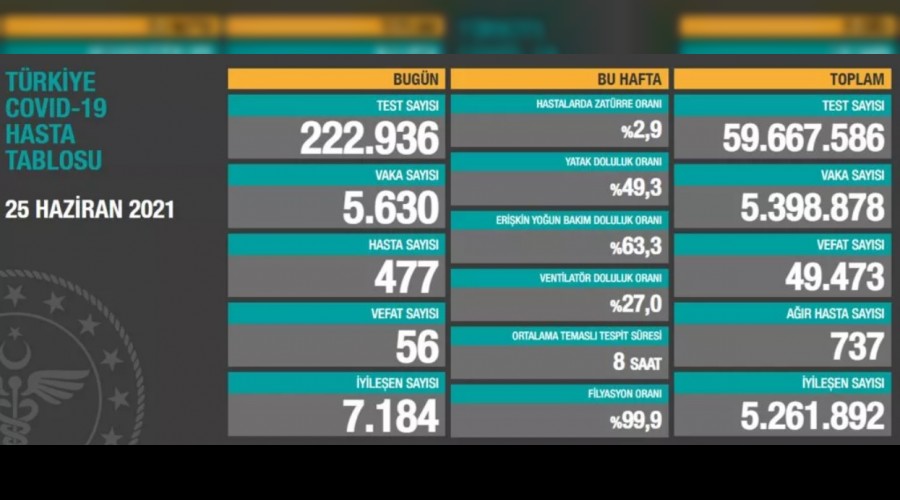 25 Haziran koronavirüs tablosu açıklandı