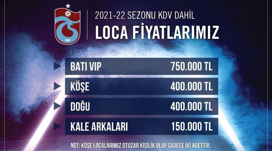 Trabzonspor Yeni Sezon Loca Fiyatlar� Belli Oldu
