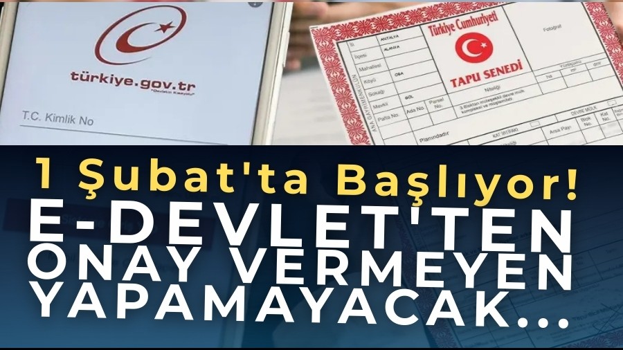 1 �ubat'ta Ba�l�yor! e-Devlet'ten Onay Vermeyen Yapamayacak...